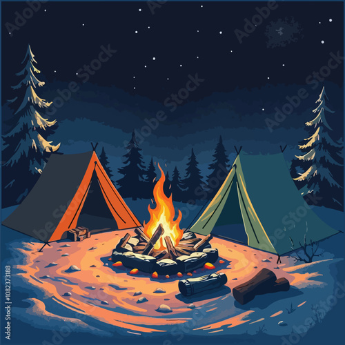 camping in the night