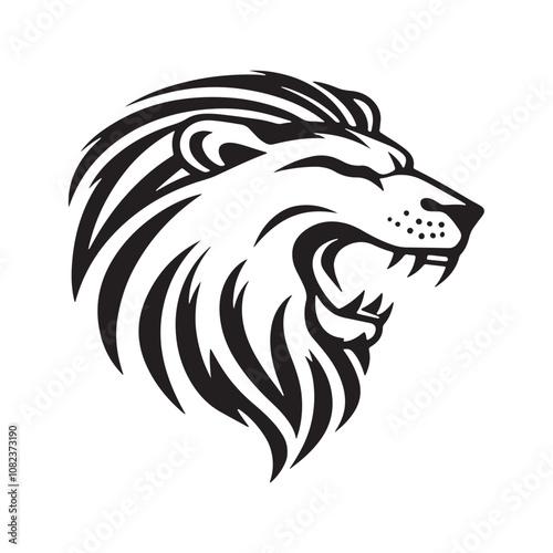 Wallpaper Mural Lion-face artwork vector with intricate details and bold lines. furious wild lion on a white background. Torontodigital.ca