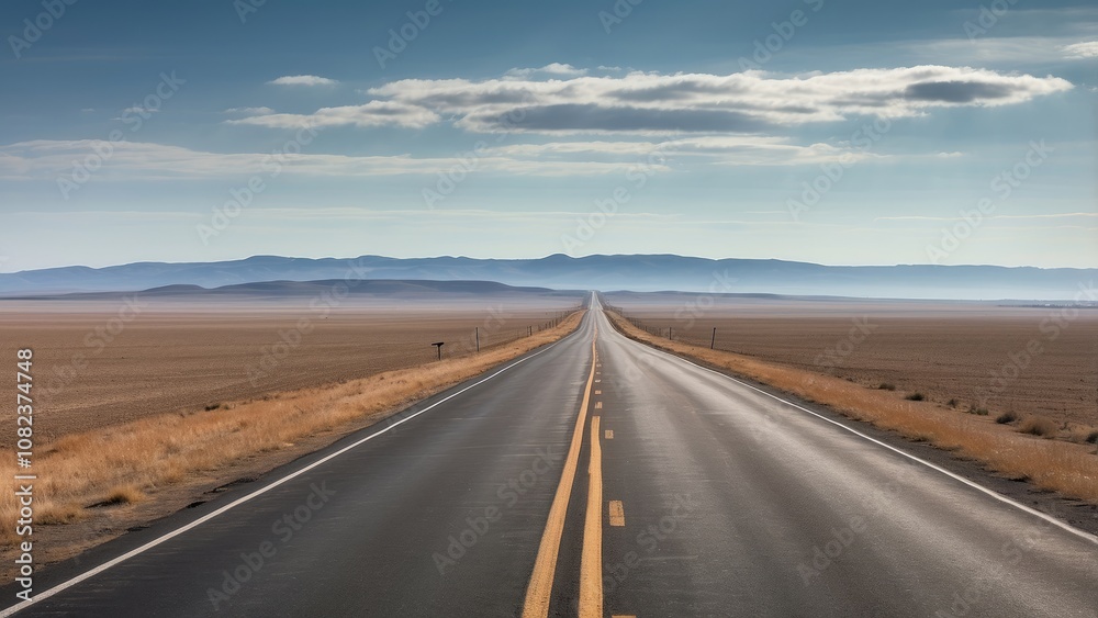 Empty road stretches into the horizon. Empty road stretches into the horizon.