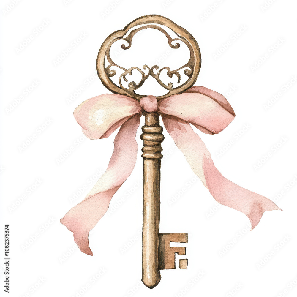 vintage key with decorative ribbon, evoking nostalgia and charm. This ...