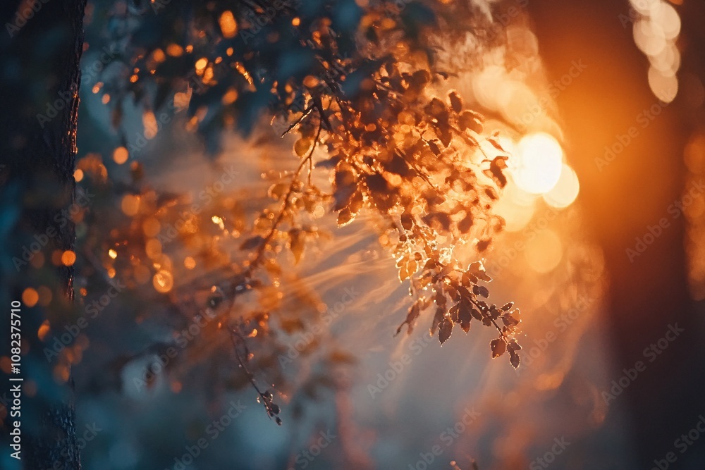 Warm sunbeams shining through thick tree branches, glowing mist floating around, surreal and magical atmosphere, close-up, morning forest view 3 Warm sunbeams shining through thick tree branches, glowing mist floating around, surreal and magical atmosphere, close-up, morning forest view 3