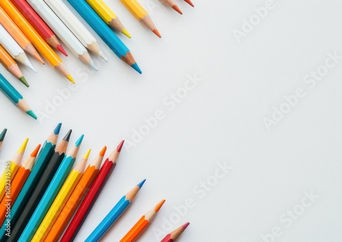 colored pencils, art supplies, creativity, drawing tools, colorful background, educational materials, artistic composition, stationary tools arranged neatly