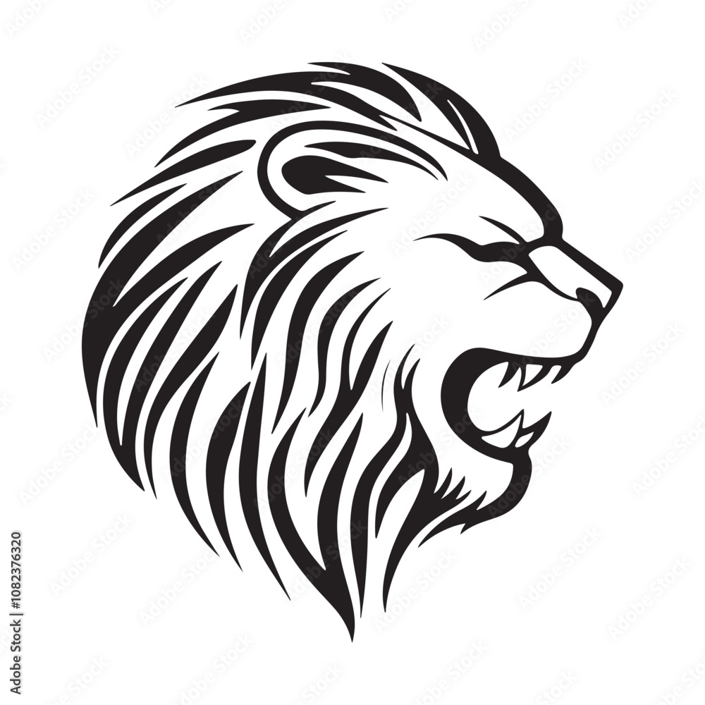 Lion-face artwork vector with intricate details and bold lines. furious wild lion on a white background. Lion-face artwork vector with intricate details and bold lines. furious wild lion on a white background.