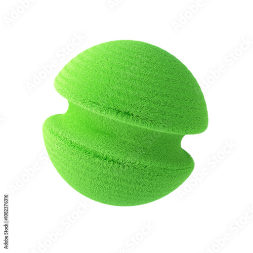 Abstract shape made of green fur, isolated on white background. 3d rendering. photo