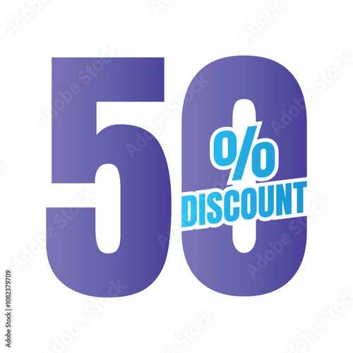 Art & Illustr50% discount deal sign icon, 50 percent special offer discount vector, 50 percent sale price reduction offer design, Friday shopping sale discount percentage icon designation