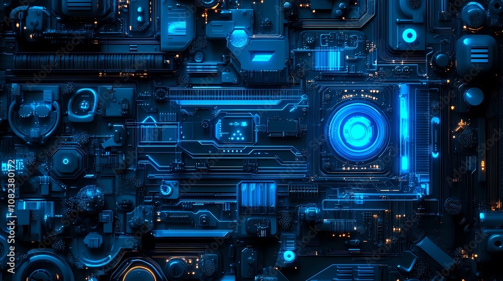Digital technology blue mechanical structure illustration poster background Digital technology blue mechanical structure illustration poster background