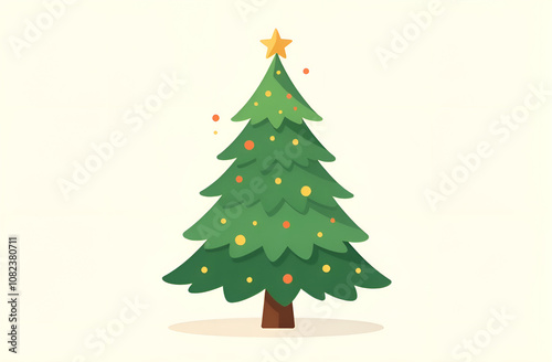Beautiful christmas tree. Green Christmas tree with colourful presents seasonal theme concept.