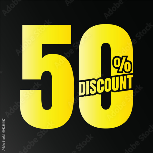Art & Illustr50% discount deal sign icon, 50 percent special offer discount vector, 50 percent sale price reduction offer design, Friday shopping sale discount percentage icon designation