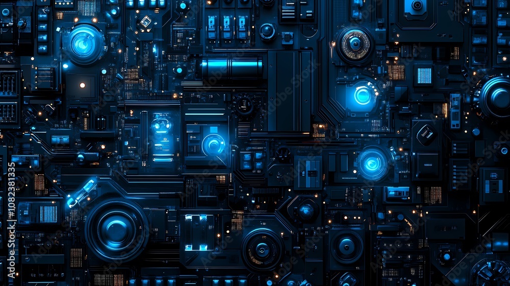 Digital technology blue mechanical structure illustration poster background Digital technology blue mechanical structure illustration poster background