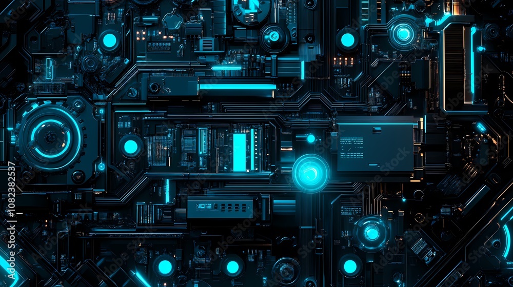 Digital technology blue mechanical structure illustration poster background