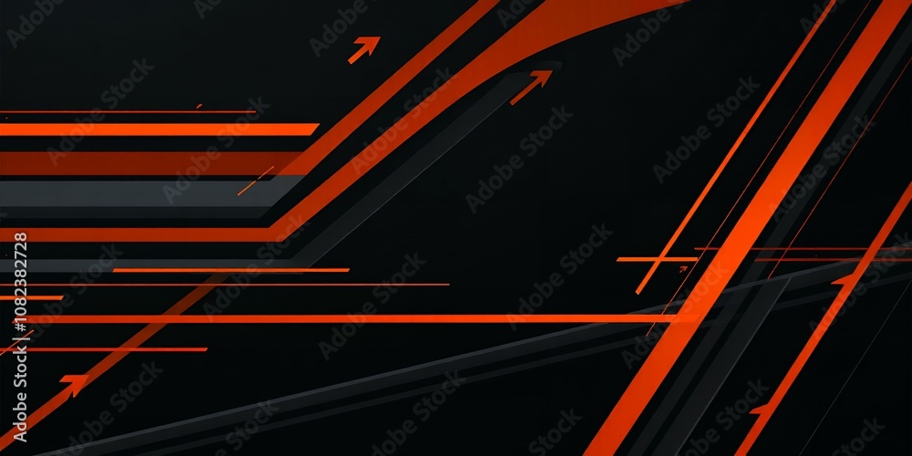 Abstract black and orange lines with arrows. Abstract black and orange lines with arrows.