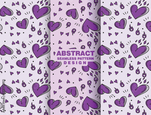 Purple heart illustration pattern design template