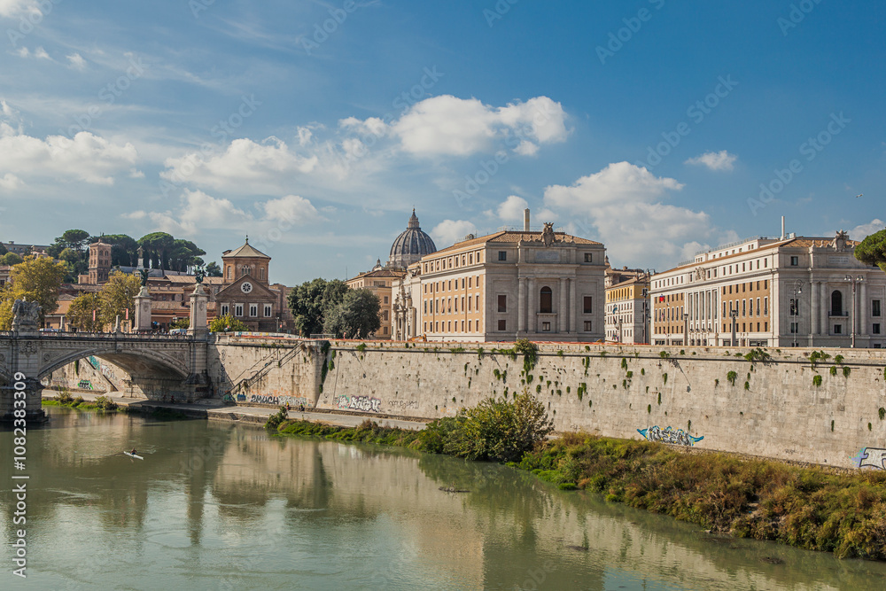 Fototapeta premium Rome, Italy. View of the Tiber River and the Vatican