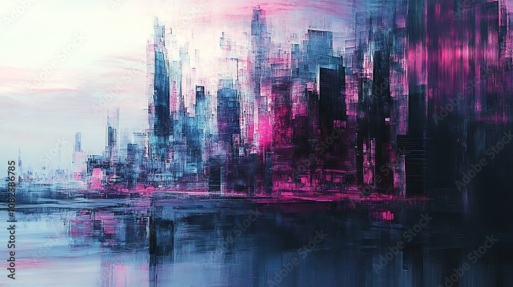 Futuristic Cityscape at Dusk: A Digital Painting Futuristic Cityscape at Dusk: A Digital Painting