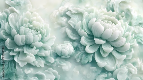 Traditional Chinese jade carving chrysanthemum illustration poster background