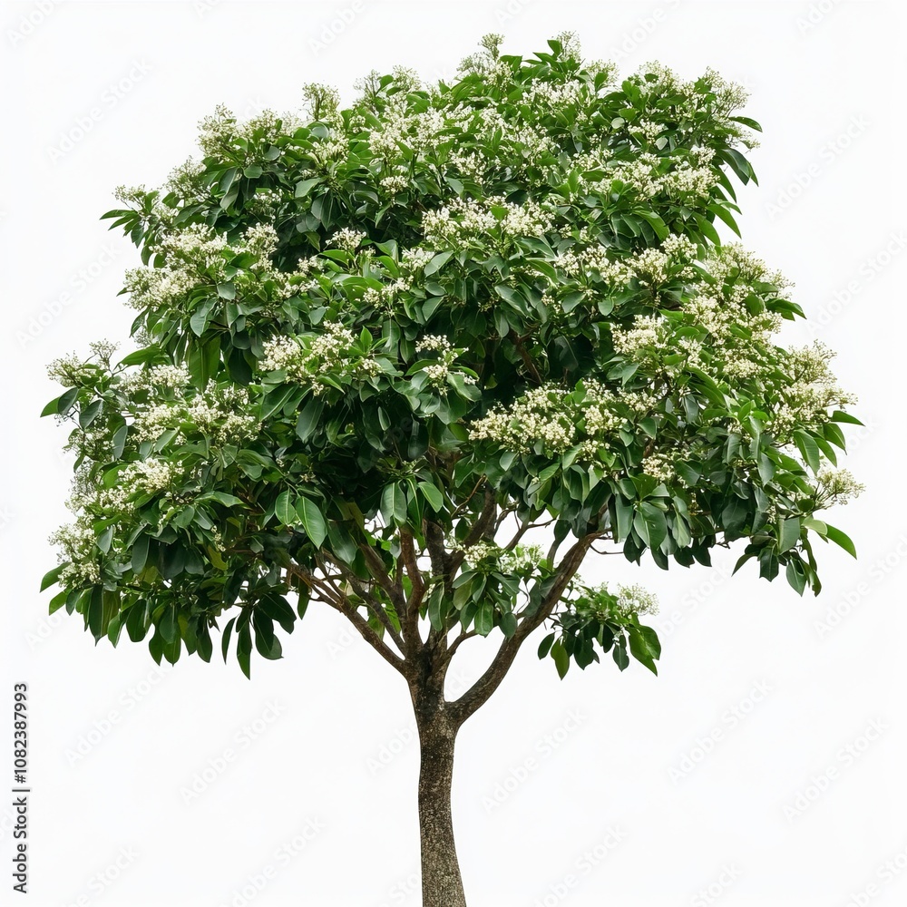 photoshoot image of A vibrant camphor tree standing tall with broad, glossy green leaves and clusters of small white flowers. generative ai photoshoot image of A vibrant camphor tree standing tall with broad, glossy green leaves and clusters of small white flowers. generative ai