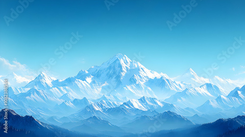 Snowy Mountain Range - 3D Illustration