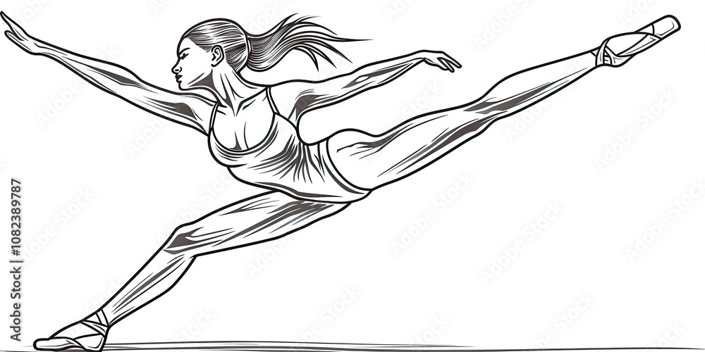 A sketch of a beautiful ballerina dancing, isolated on a white background A sketch of a beautiful ballerina dancing, isolated on a white background