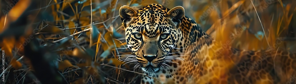 Obraz premium Leopard Close-up in Lush Foliage