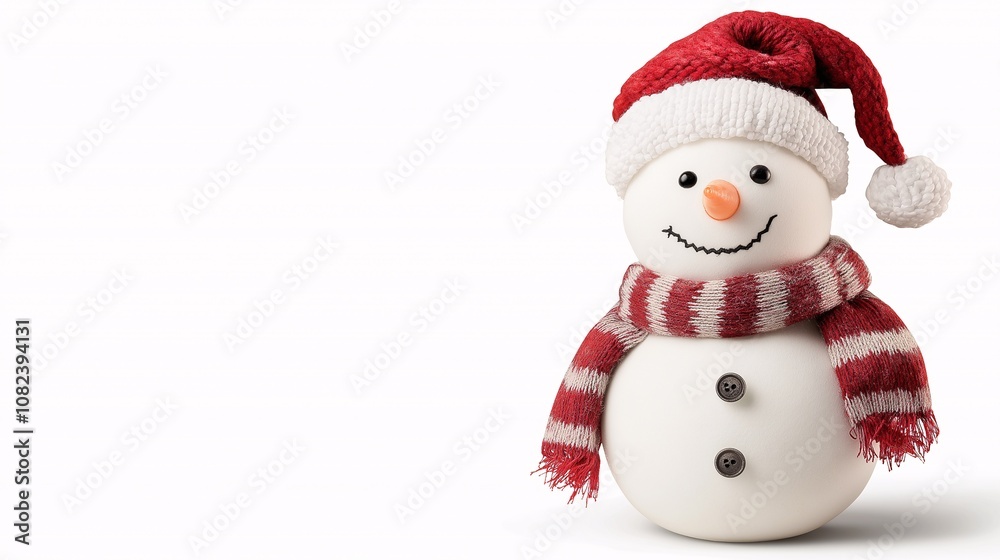 Charming Snowman Figurine with Santa Hat and Striped Scarf, Perfect for Holiday Decor, Winter Celebrations, and Festive Atmosphere in Cozy Homes Charming Snowman Figurine with Santa Hat and Striped Scarf, Perfect for Holiday Decor, Winter Celebrations, and Festive Atmosphere in Cozy Homes