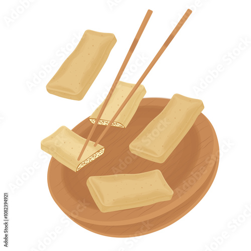 Vector Illustration Logo Clipart levitation Aburaage Aburage or Abura age Japanese tofu