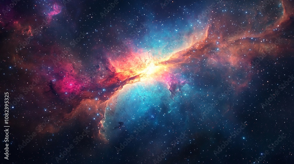 Fototapeta premium Cosmic Nebula Swirling in Space Symbolizing the Birth of New Ideas and Opportunities
