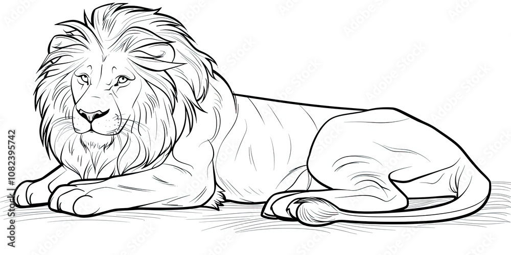Obraz premium A sketch of a majestic lion, isolated on a white background