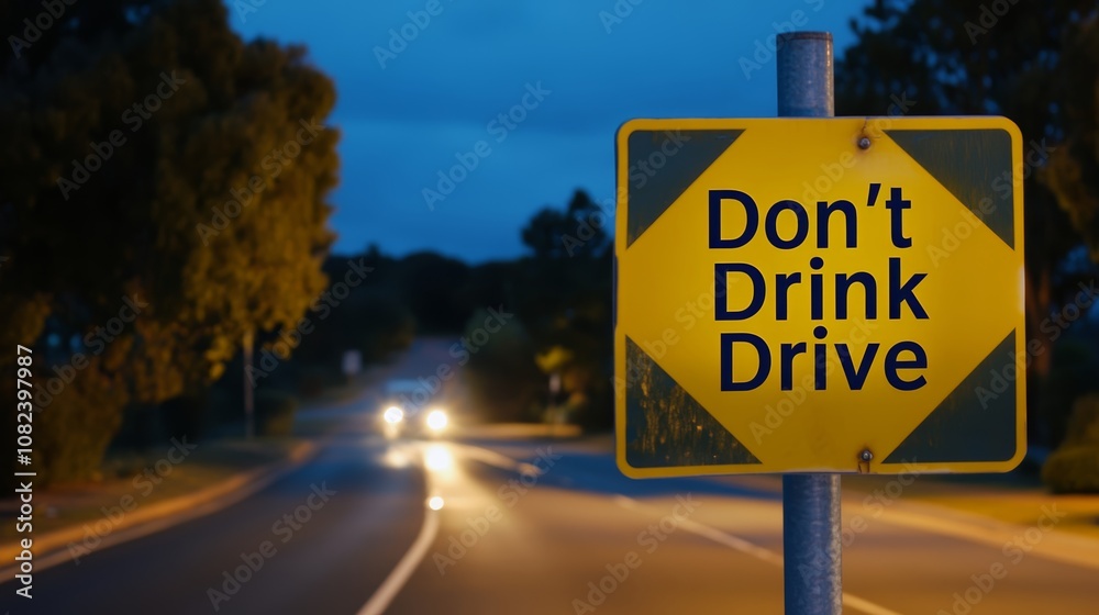 Bold yellow don drive sign mounted on pole, clear directive for road navigation and traffic safety Bold yellow don drive sign mounted on pole, clear directive for road navigation and traffic safety