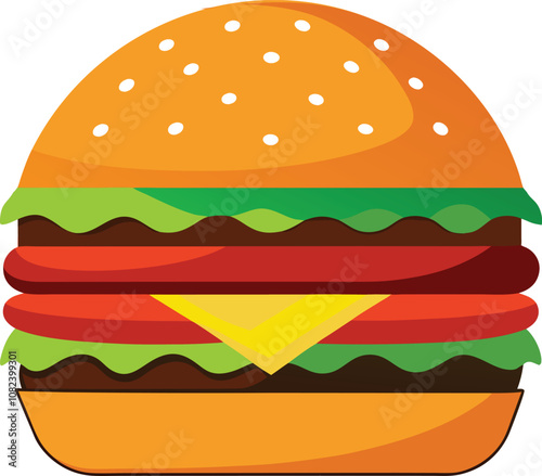 Illustration of a classic hamburger in a simple cartoon style