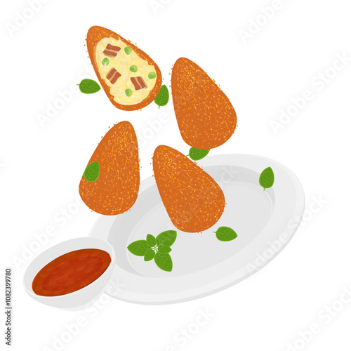 Vector Illustration Logo Clipart Home made Arancini Sicilian or Sicilian Arancini