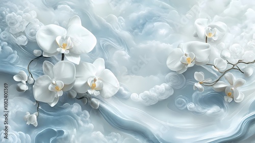 Fototapeta Naklejka Na Ścianę i Meble -  
Traditional Chinese jade carving orchid illustration poster background
