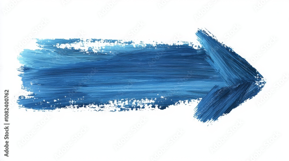 Blue Brushstroke Arrow on White Background