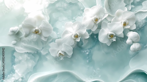 Fototapeta Naklejka Na Ścianę i Meble -  
Traditional Chinese jade carving orchid illustration poster background
