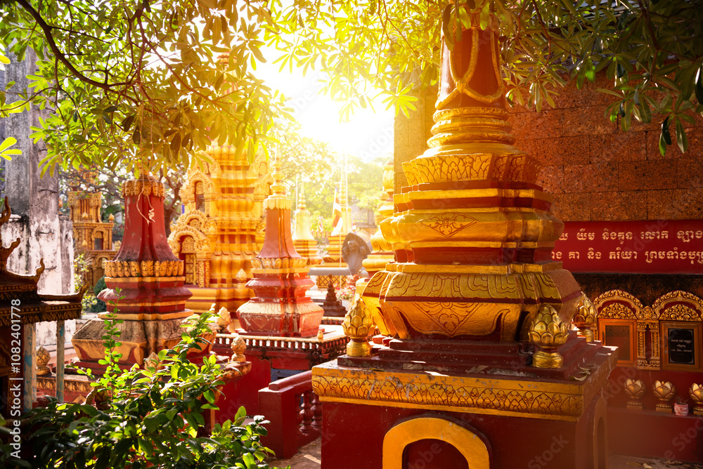 Obraz premium Temple in Siem Reap, Cambodia. Traditional asian architecture