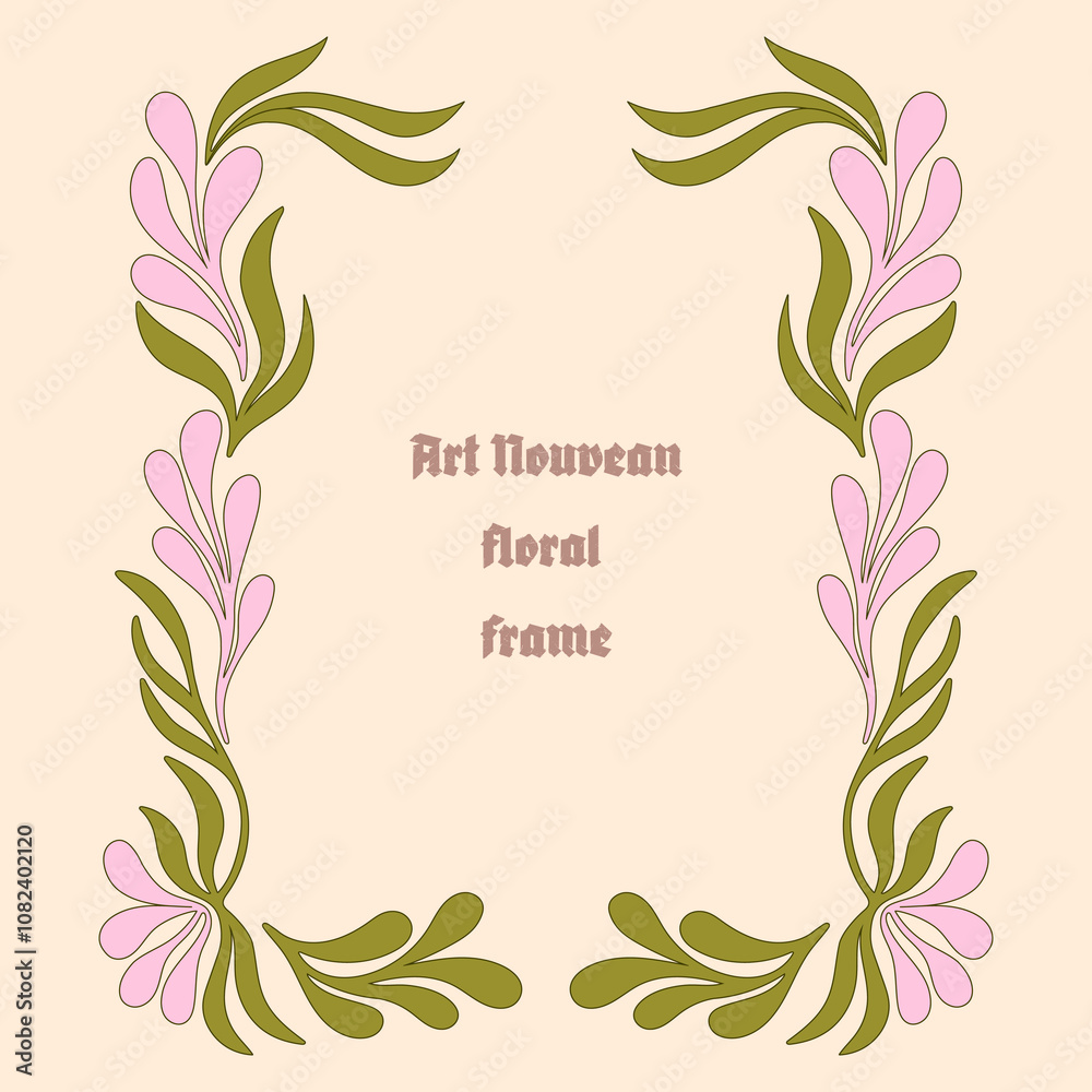Art Nouveau floral frame. Decorative element. Vector. Art Nouveau floral frame. Decorative element. Vector.