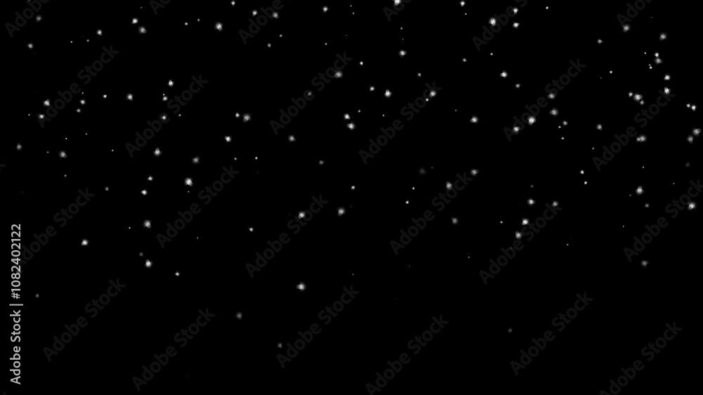 Snowfall seamless loop video isolated on black. Alpha channel or PNG available with Screen or Add transparency mode.
