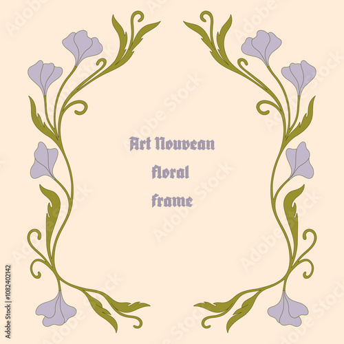 Art Nouveau floral frame. Decorative element. Vector.