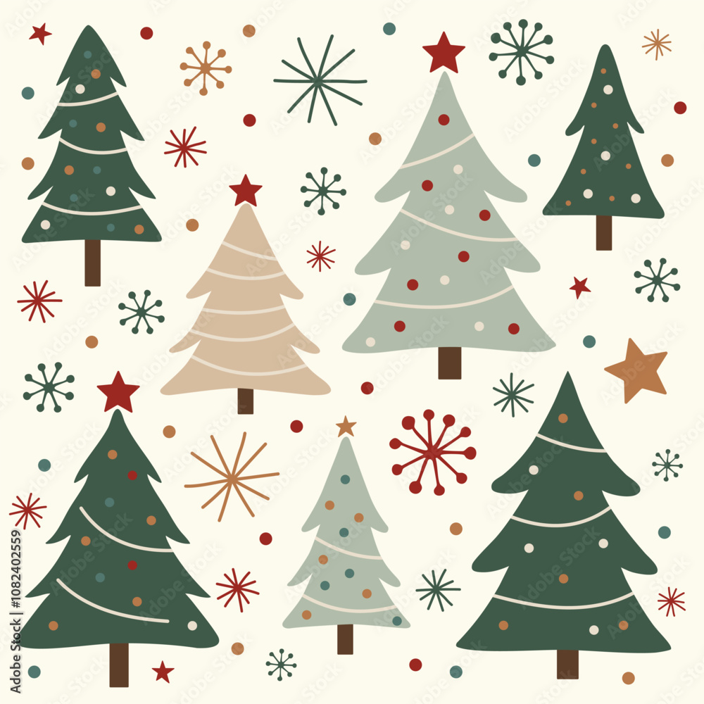 Modern Holiday Trees in Beige and Green Tones Modern Holiday Trees in Beige and Green Tones
