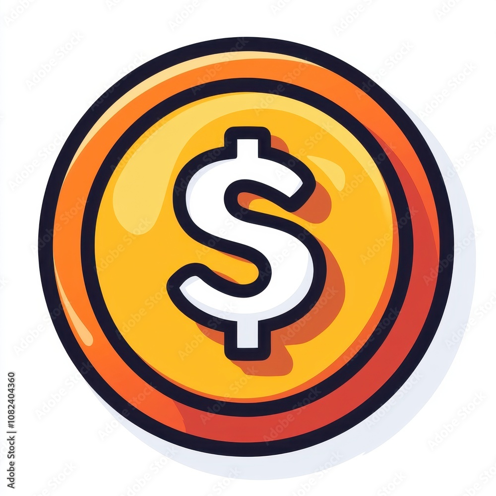 Vibrant Yellow Dollar Coin Icon for Financial and Banking Applications Vibrant Yellow Dollar Coin Icon for Financial and Banking Applications