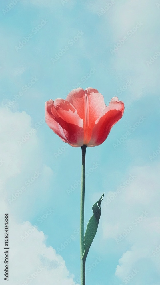 pink tulop sky background, stock photo, blue pastel hue,generative ai pink tulop sky background, stock photo, blue pastel hue,generative ai