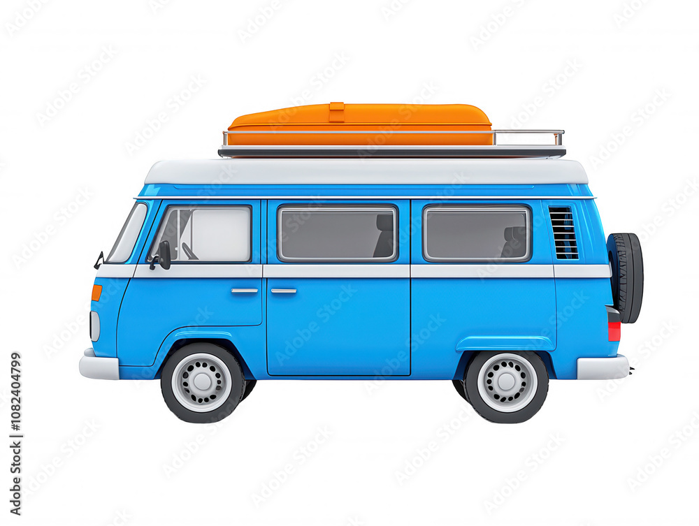 Fototapeta premium Colorful Surfing Van Road Trip Adventure Landscape