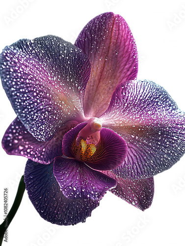 Wallpaper Mural Large Purple Orchid Flower with Dewdrops, Exquisite Close-up Photography. Torontodigital.ca