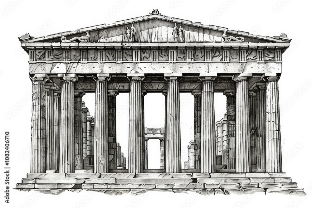 Obraz premium An architectural drawing of an elegant Art building