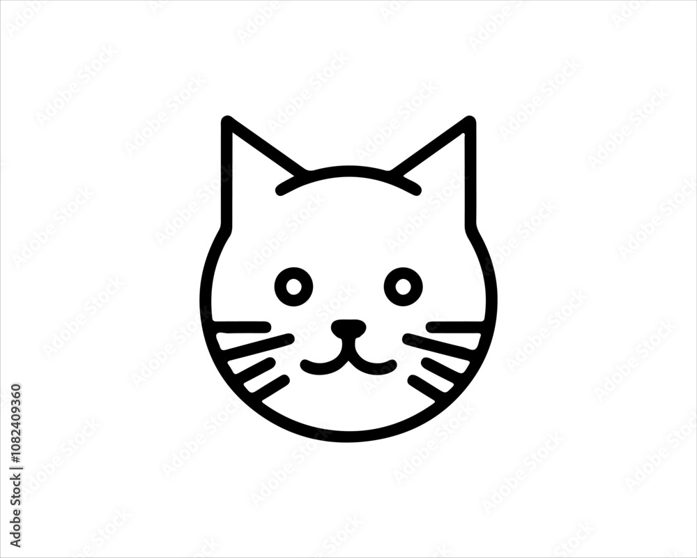 Minimal thin line cat logo vector template. Outline cat icon symbol vector illustration. Minimal thin line cat logo vector template. Outline cat icon symbol vector illustration.