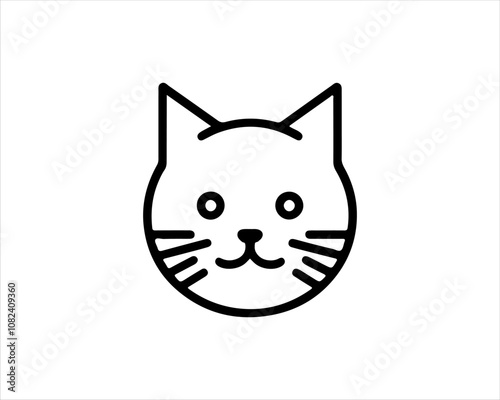 Minimal thin line cat logo vector template. Outline cat icon symbol vector illustration.