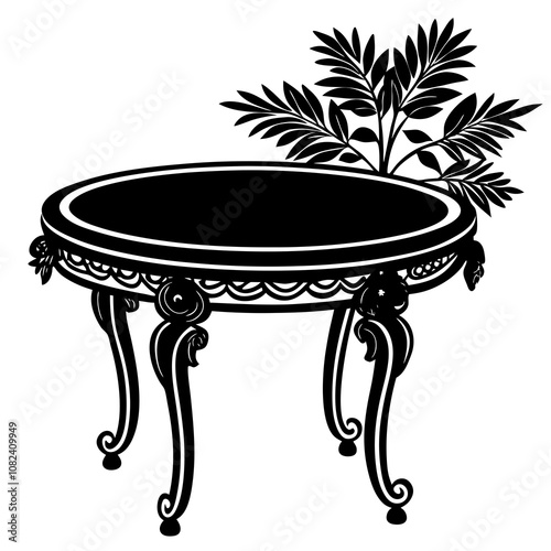 Table Silhouette on White Background