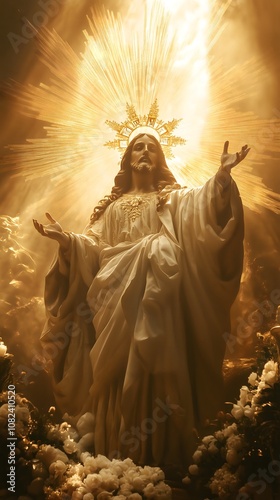 Christ the King Illuminated in Golden Light