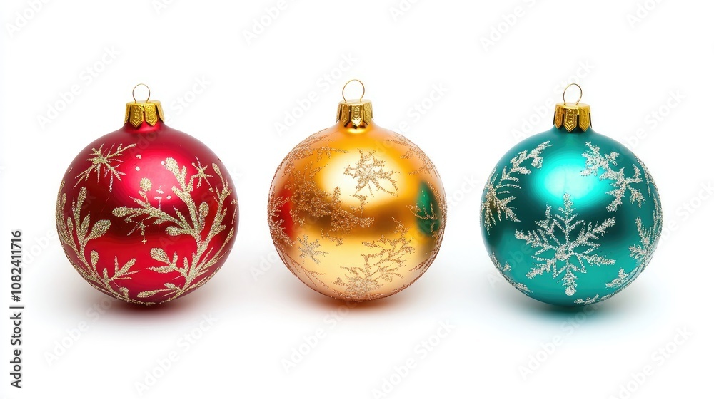 Christmas balloons, traditional theme, colorful, isolated on white background Christmas balloons, traditional theme, colorful, isolated on white background
