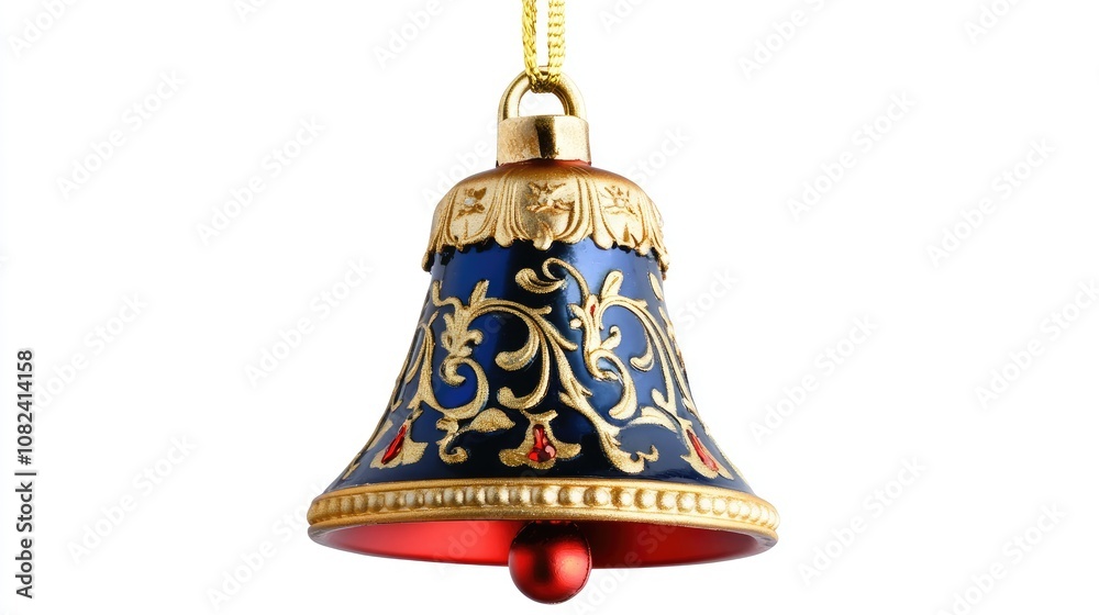 Obraz premium Christmas bell, traditional theme, colorful, isolated on white background 