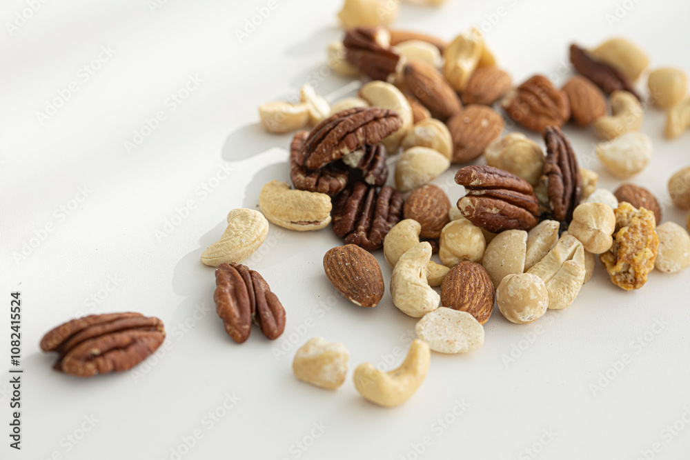 Pile of mixed nuts texture or background. Pile of mixed nuts texture or background.